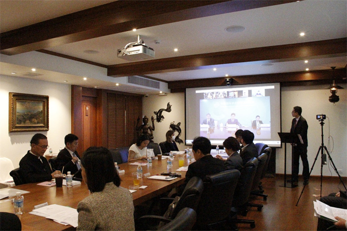  中國貿(mào)促會副會長張慎峰視頻致辭。中國貿(mào)促會駐泰國代表處供圖