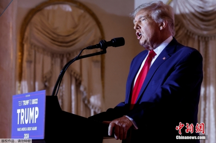 當(dāng)?shù)貢r(shí)間2022年11月15日，美國(guó)前總統(tǒng)特朗普在佛羅里達(dá)州海湖莊園發(fā)表演講，正式宣布將參加2024年美國(guó)總統(tǒng)大選。據(jù)美媒報(bào)道，特朗普已正式提交文件加入2024年總統(tǒng)競(jìng)選。這是特朗普第三次發(fā)起美國(guó)總統(tǒng)競(jìng)選活動(dòng)。