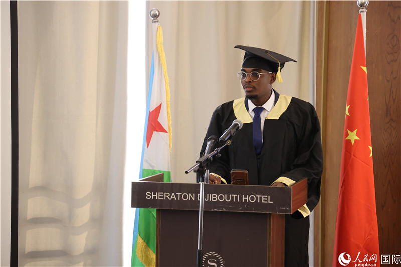 吉布提魯班工坊2023屆畢業(yè)生代表發(fā)言。人民網(wǎng)記者 張志文攝