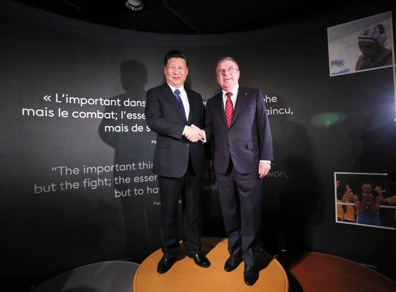 2017年1月18日，習近平主席在位于瑞士洛桑的國際奧林匹克博物館會見時任國際奧林匹克委員會主席巴赫。