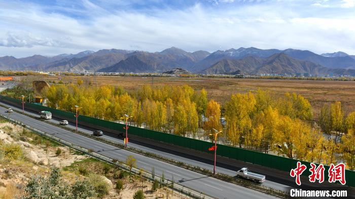 從拉薩北面看拉魯濕地和布達(dá)拉宮。　江飛波 攝