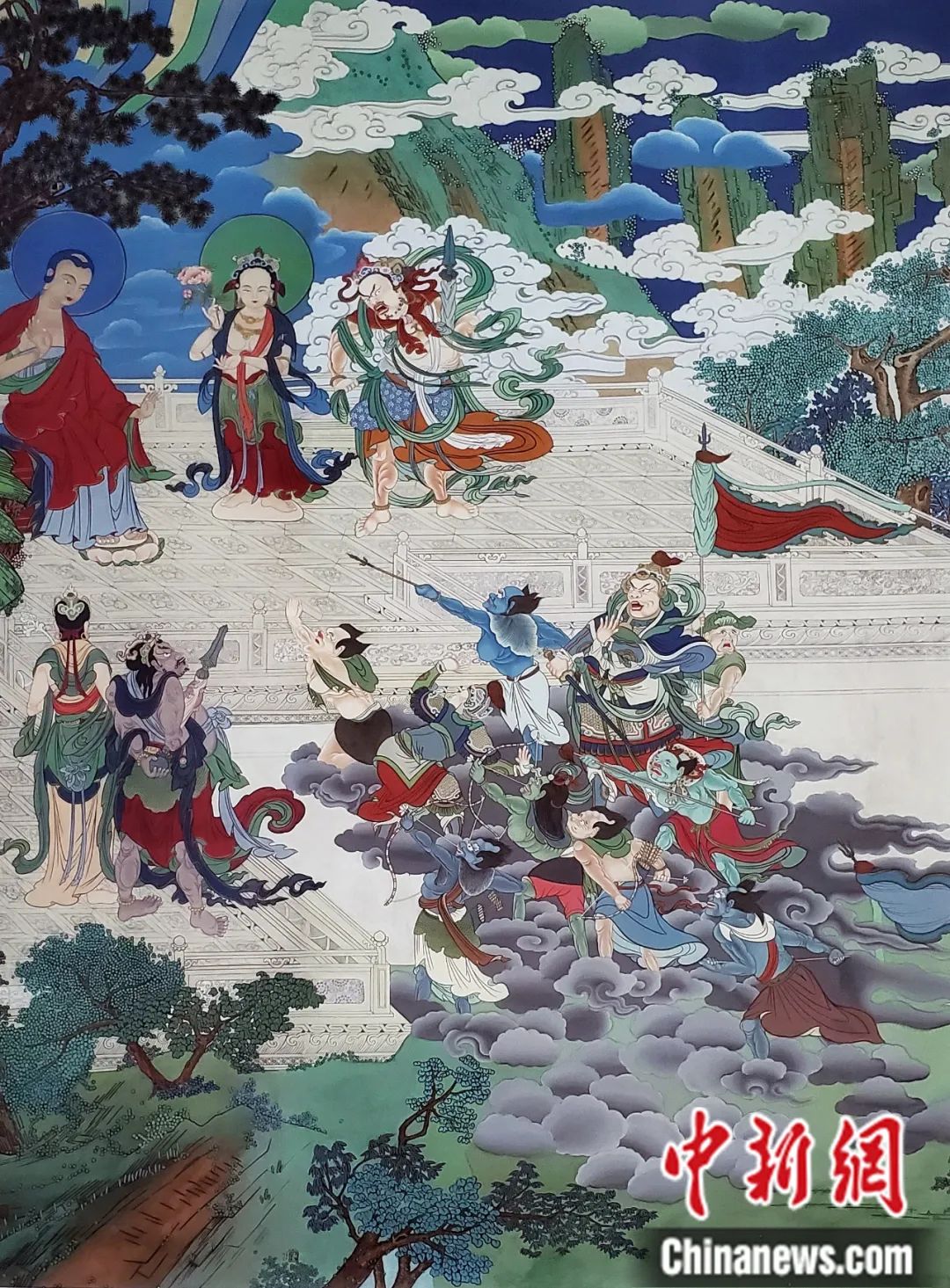 臨摹、補(bǔ)繪的青海瞿曇寺壁畫。受訪者 供圖